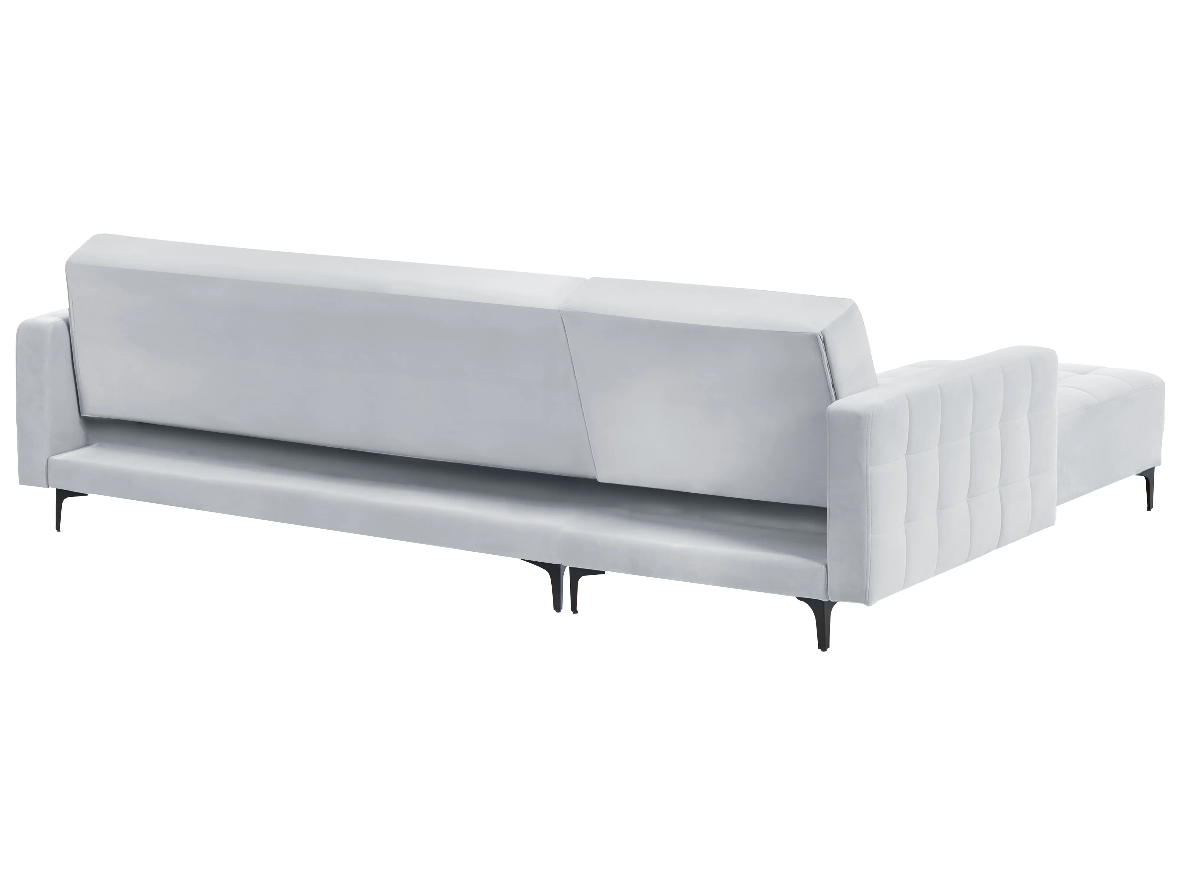 Modulaire hoekslaapbank 4-zits ABERDEEN Fluweel Lichtgrijs rechtszijdig