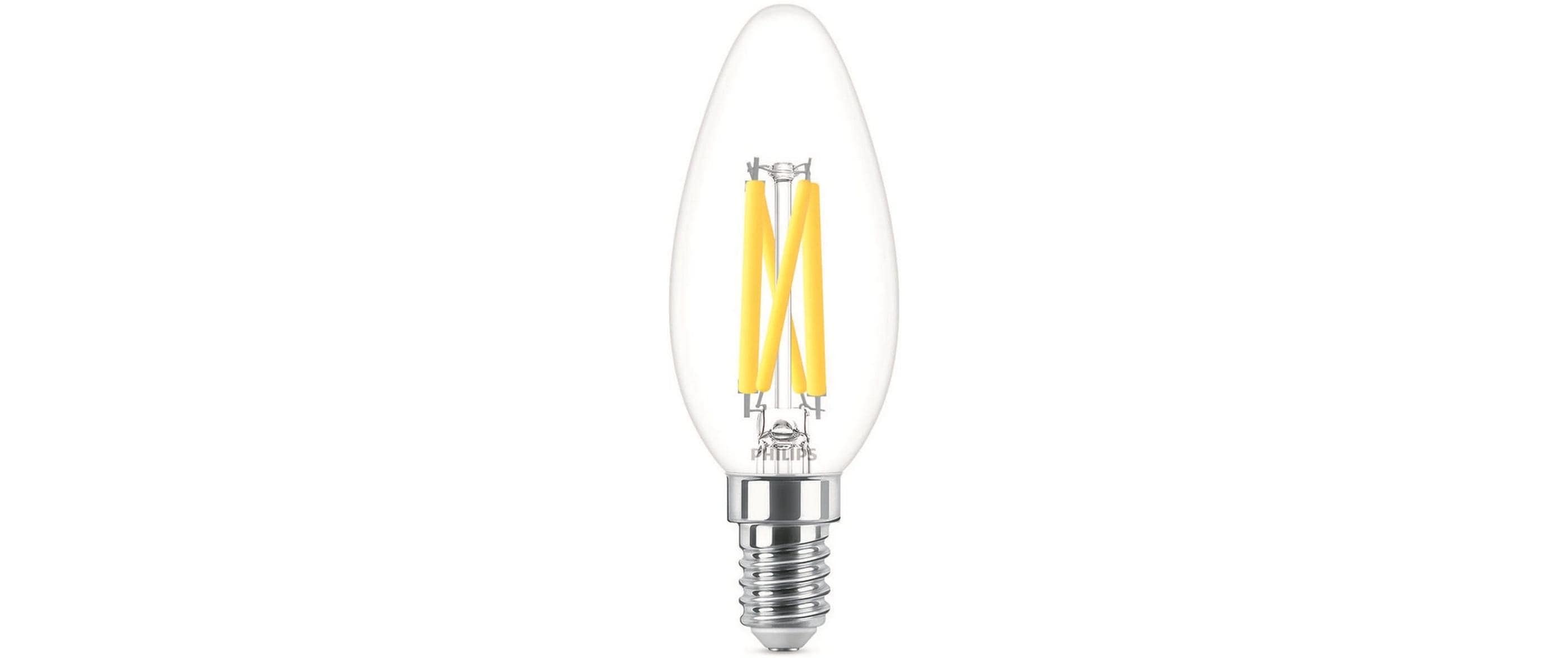 Lampe LEDcla 60W E14 B35 CL WGD90 WarmweissWarmweisses LED-Leuchtmittel B35 mit klarem Glas