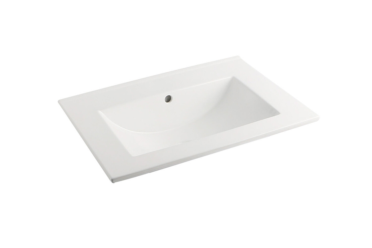Fontana Lento wit badkamermeubel ribbelfront met witte wastafel 60cm zonder kraangat en ronde spiegel