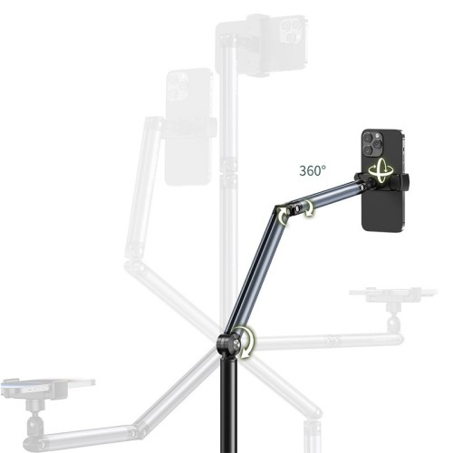 (160cm) 360° Aluminium Langarm Stativ Halterung Bodenständer für Smartphones - Schwarz