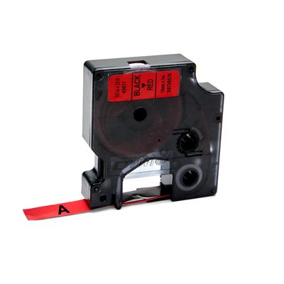 Dymo D1 - Ruban d'étiquettes auto-adhésives - 1 rouleau (12 mm x 7 m) - fond rouge écriture noire