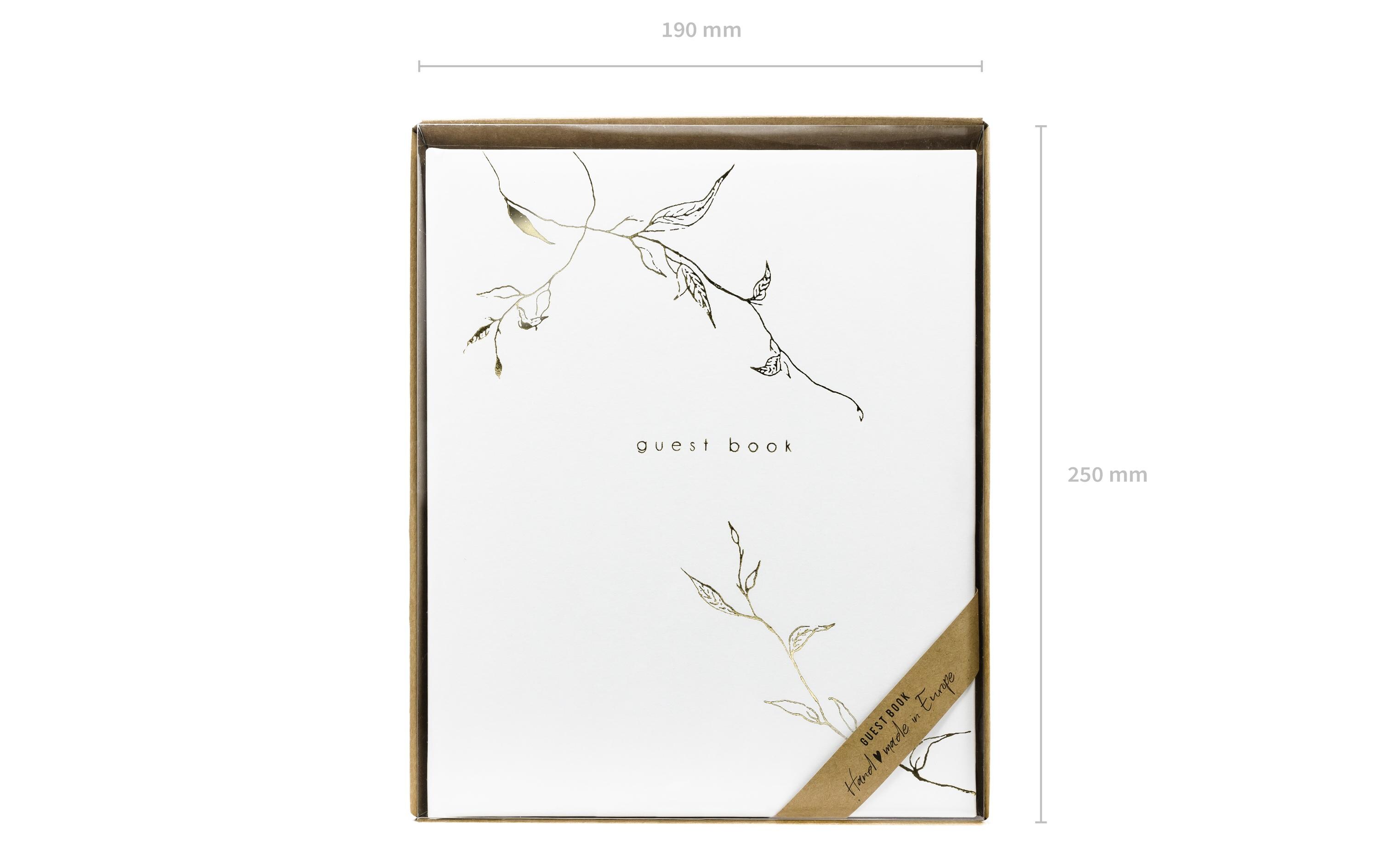 Gästebuch Guest Book 20 x 24.5 cm, Gold/WeissGuest book als Erinnerung an die Hochzeit, den Geburtstag, die Einweihungsfeier oder die Babyshower