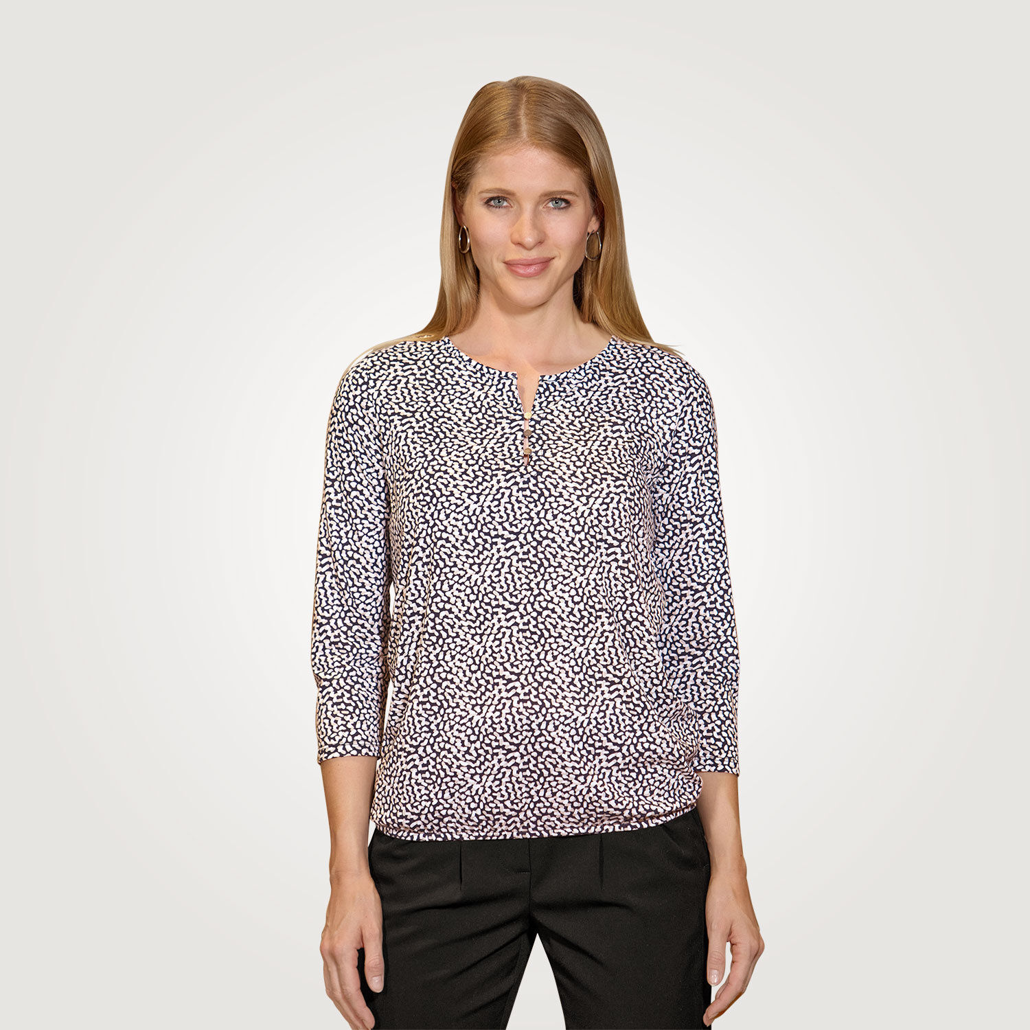 Bedruckte Bluse mit Knopfverschluss und 3/4 Ärmeln