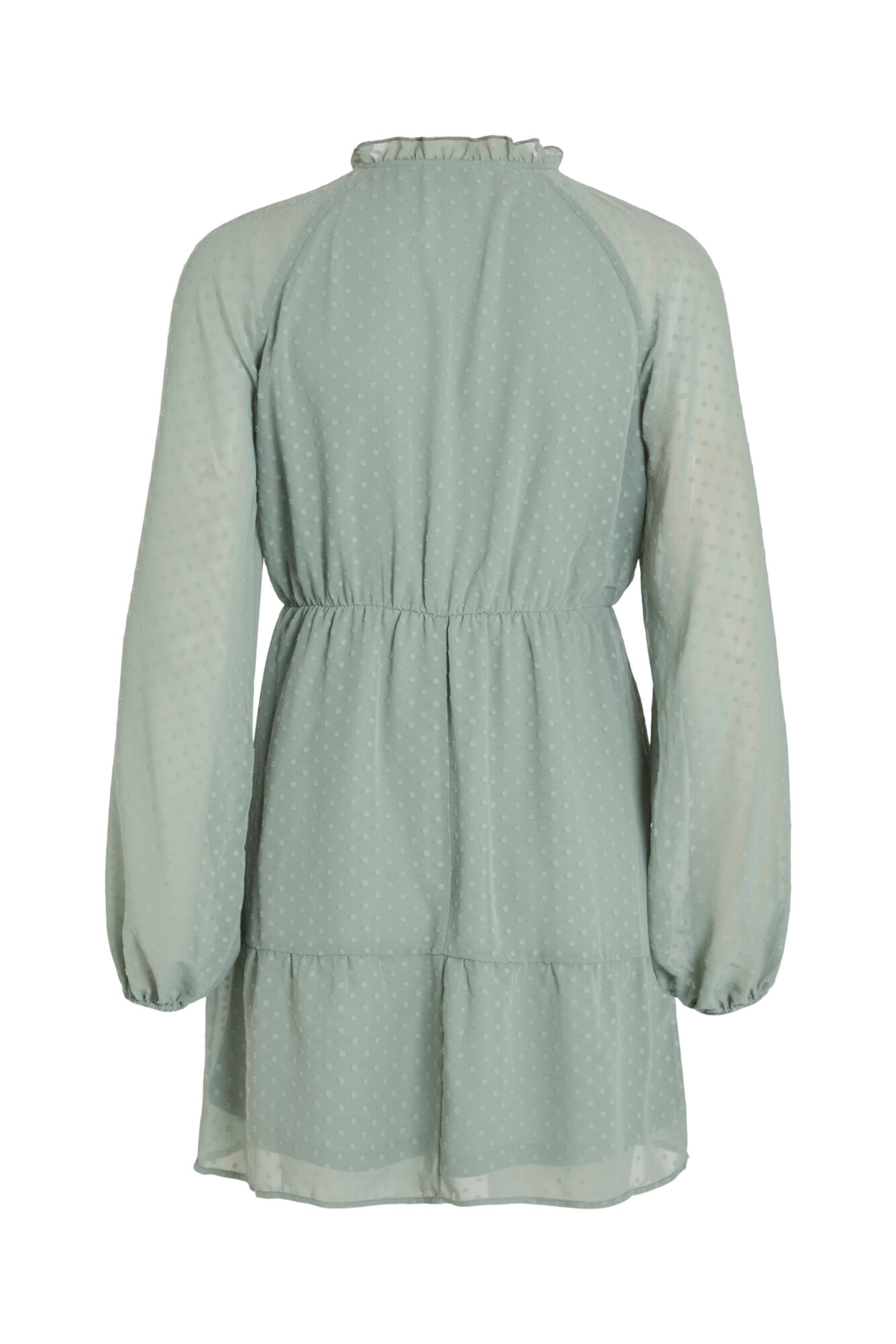 Vestido curto de manga comprida semitransparente - Verde