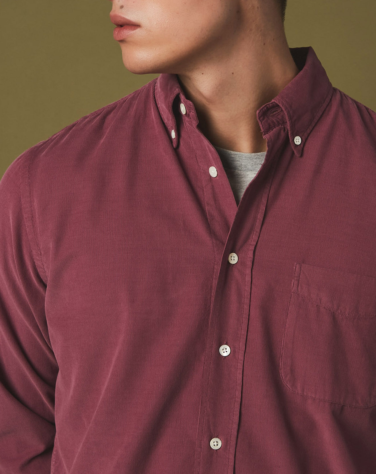Hartford Chemise en Velours Milleraies regular Pitt Pat rose