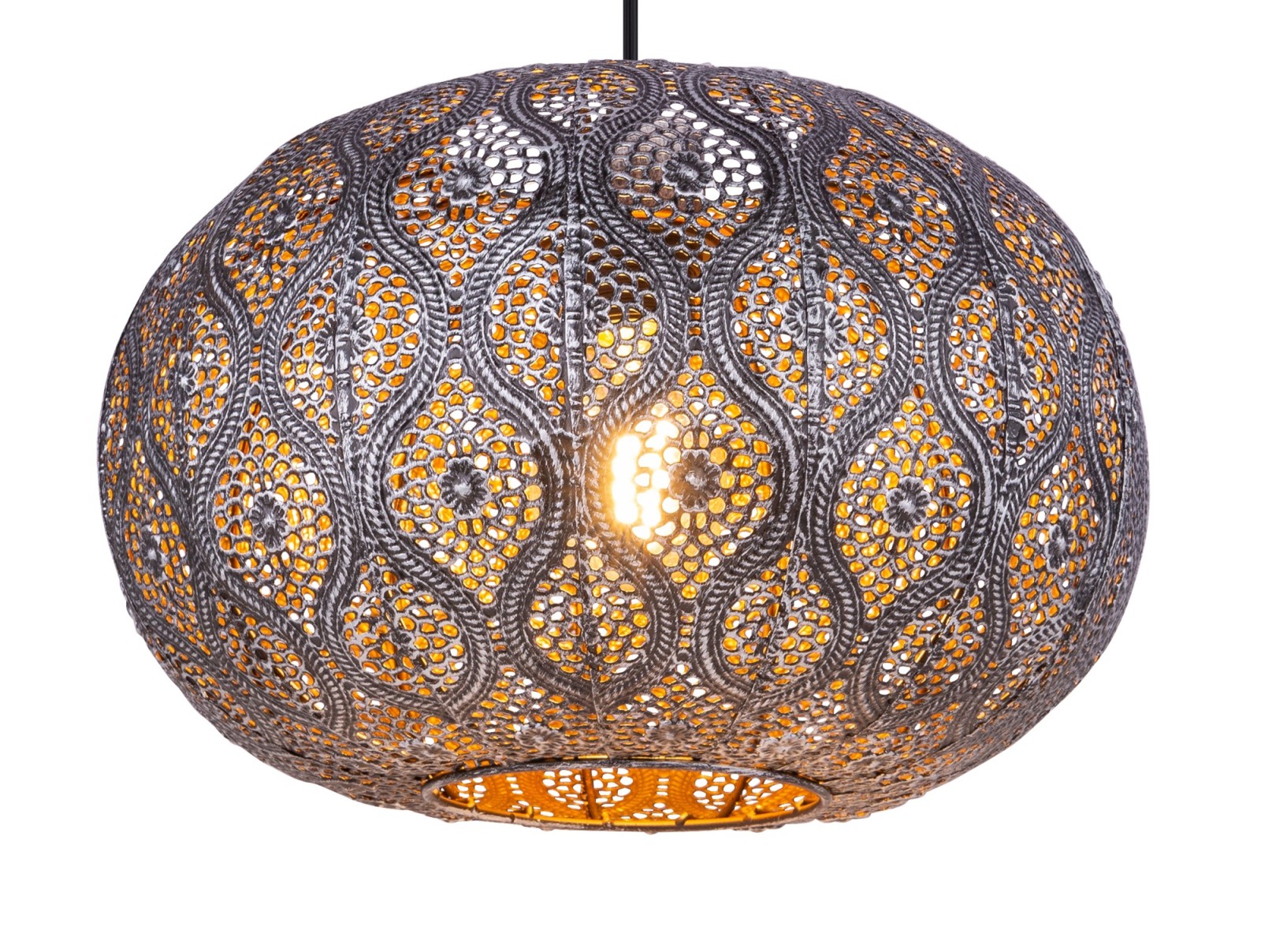 LED-Hängeleuchte - schwarz - silber metallic - Dekorstanzungen