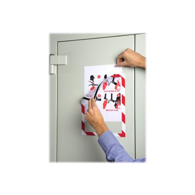 Exacompta - Cadre d'affichage magnétique de sécurité bicolore - A4 - blanc/rouge