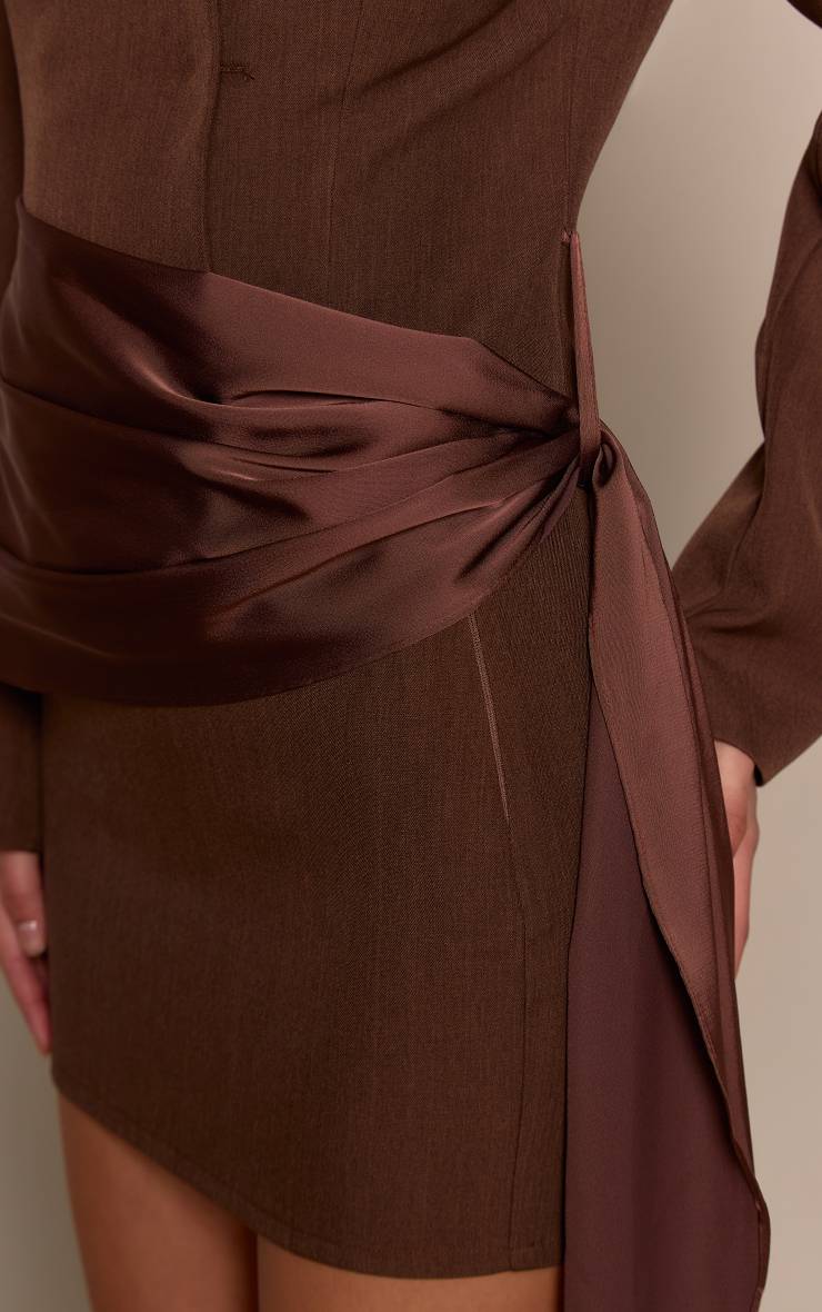 Marron Jupe Mini Évasée À Fines Rayures
