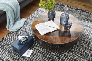 Couchtisch rund 70 cm braun/ schwarz