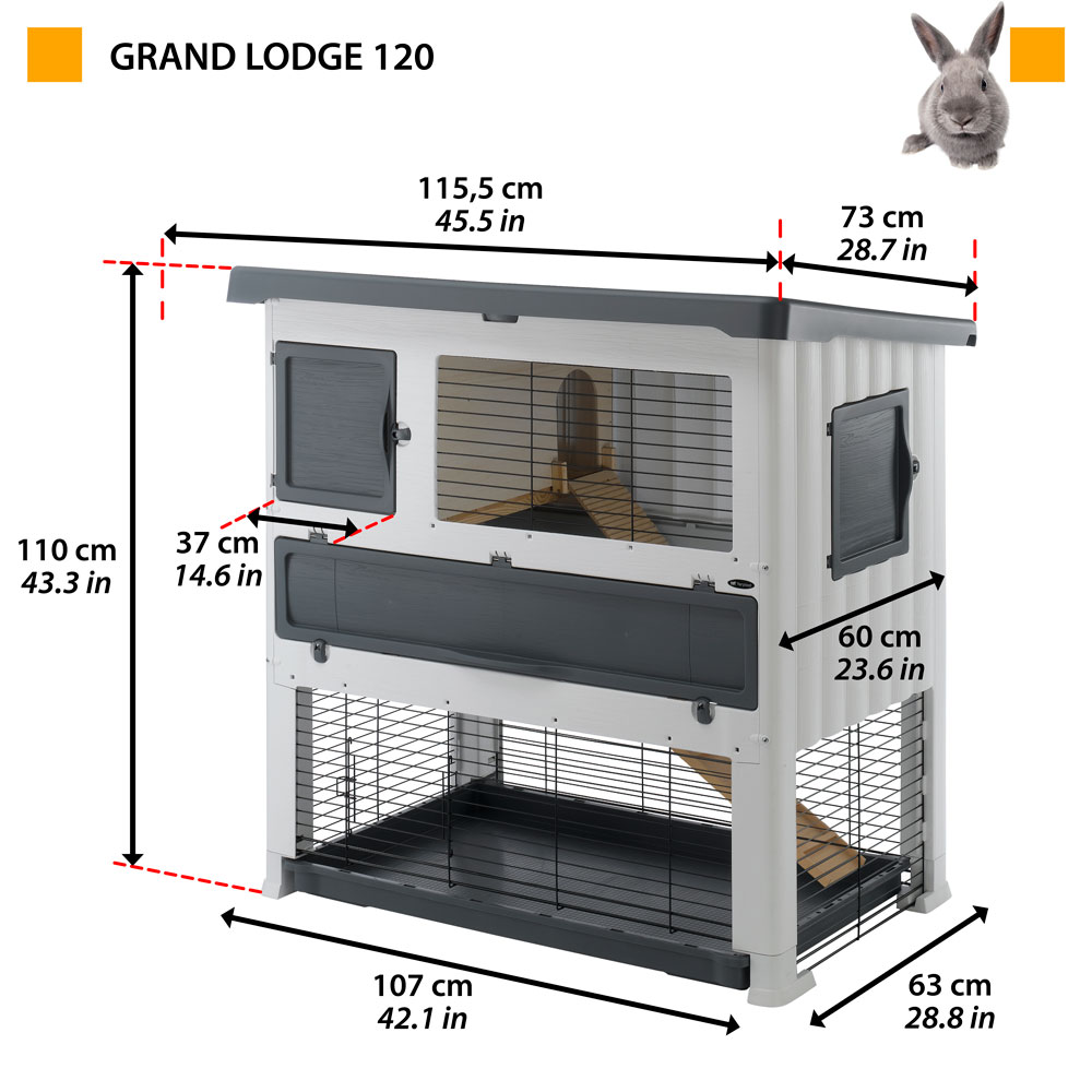 Ferplast cage lapin grand lodge 120 plus, clapier extérieur 2 étages, lapins, cochons d'inde, enclos pour lapins animaux
