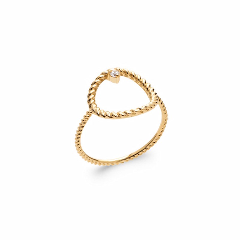 Bague Cercle Plaqué Or Zirconium Pierre Precieuse Solitaire
