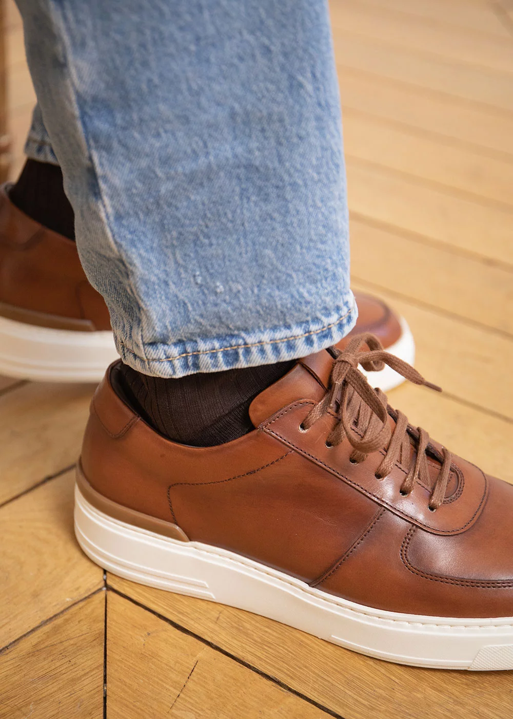 SNEAKERS SABATO CUIR MARRON