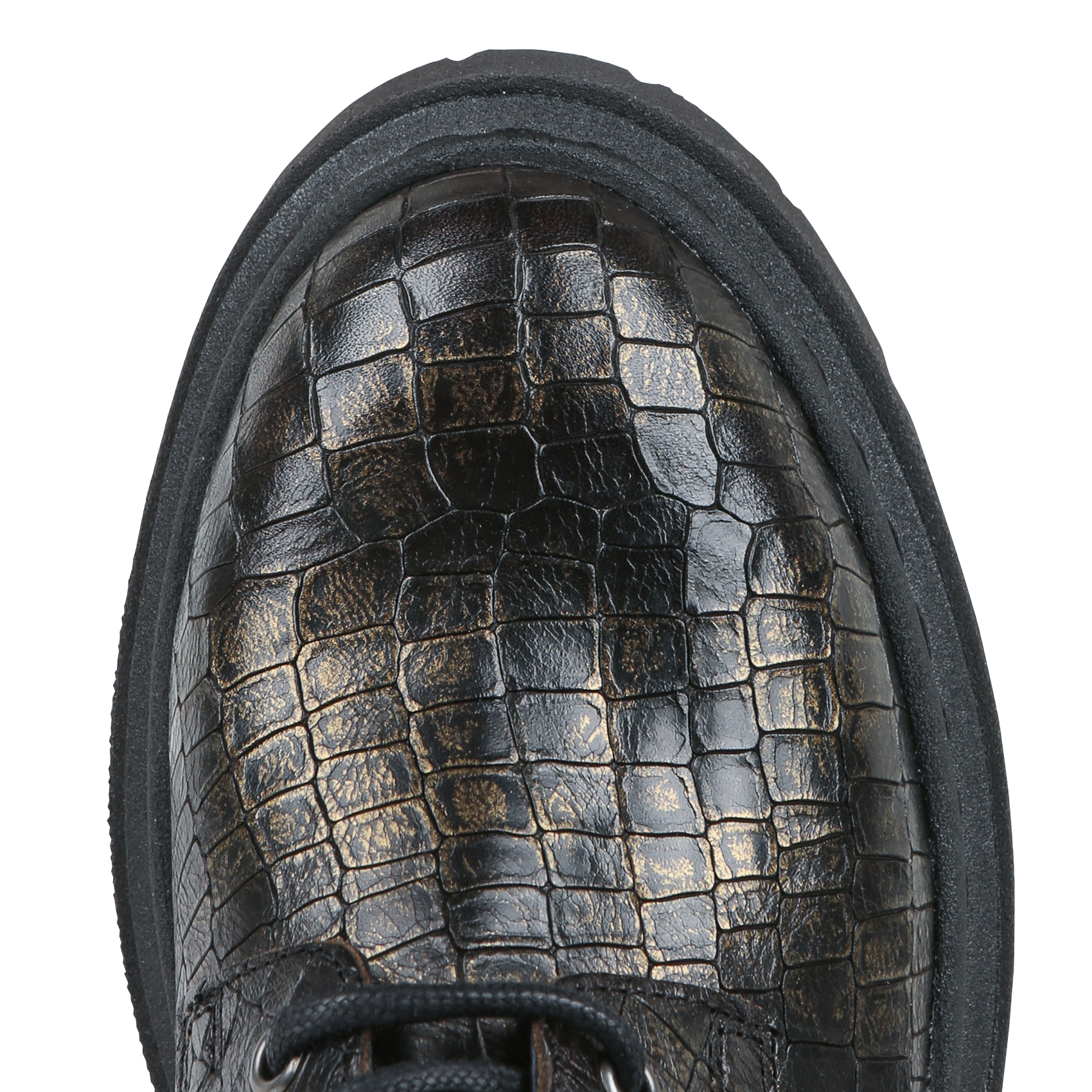 MARDA - Bottines en cuir embossées croco | Noir