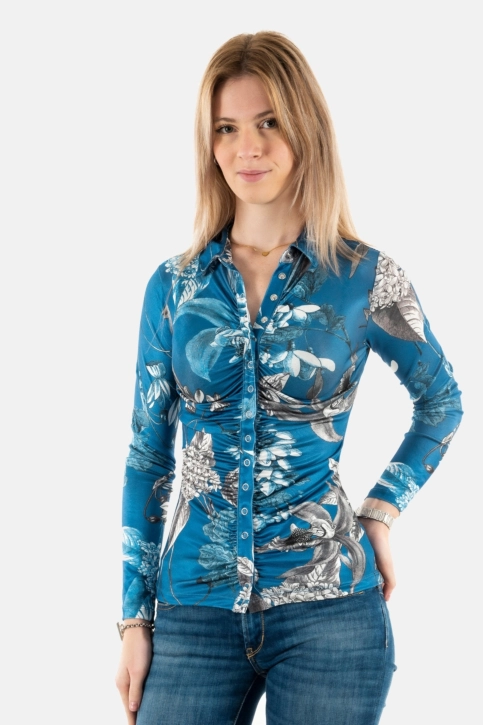 chemisier guess jeans shirrednap mila p7mf phantom flora print