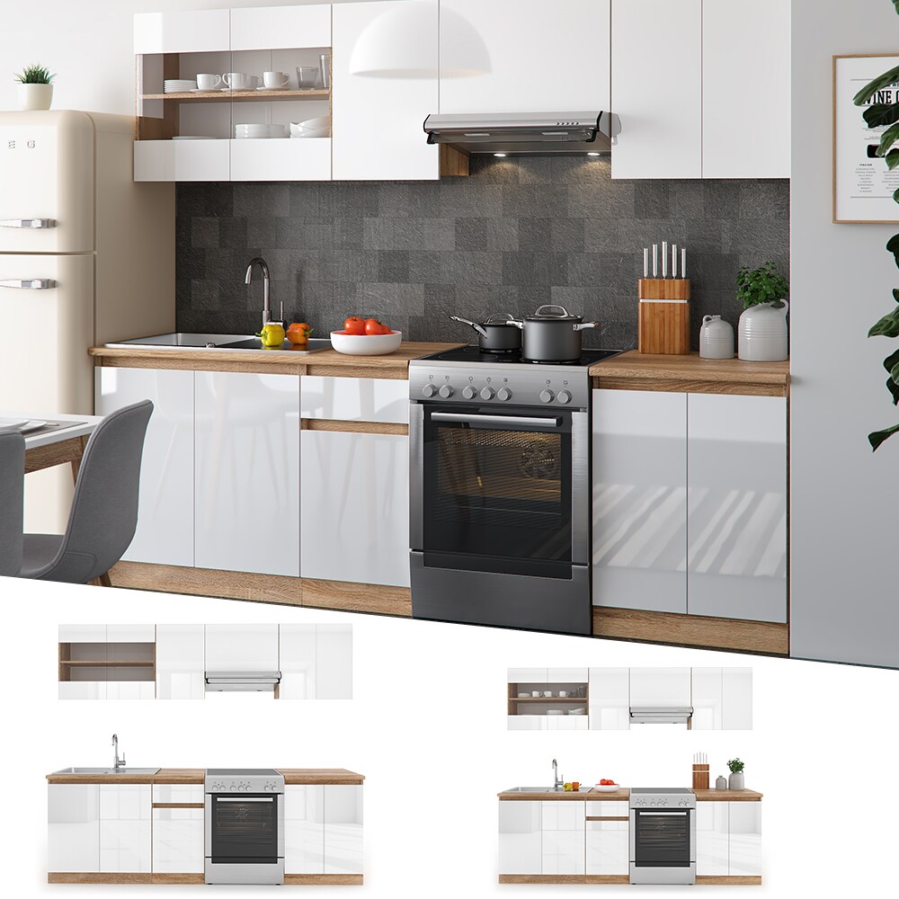 VICCO KÜCHENZEILE 240 CM - 7 MODULE - KÜCHE KÜCHENBLOCK EINBAUKÜCHE - WEIß