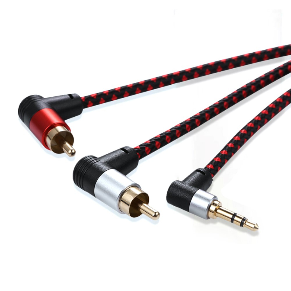 (5m) 3.5mm AUX Klinke auf Stereo Cinch Audiokabel mit vergoldeten Kontakten - Schwarz / Rot