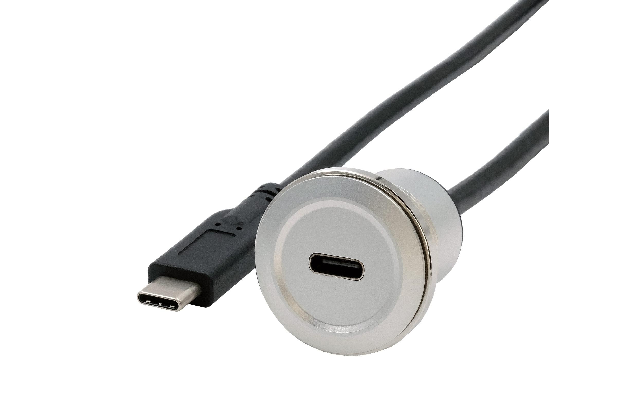 USB 3.1 Adapter Metall USB-C Stecker - USB-C BuchseEinbau-Adapter Metall USB-C Buchse zu Stecker, 30 cm