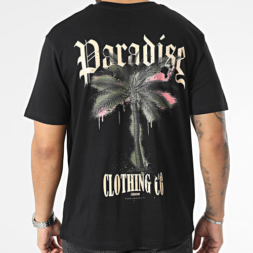 Tee Shirt Oversize Large Paradise Palm Noir