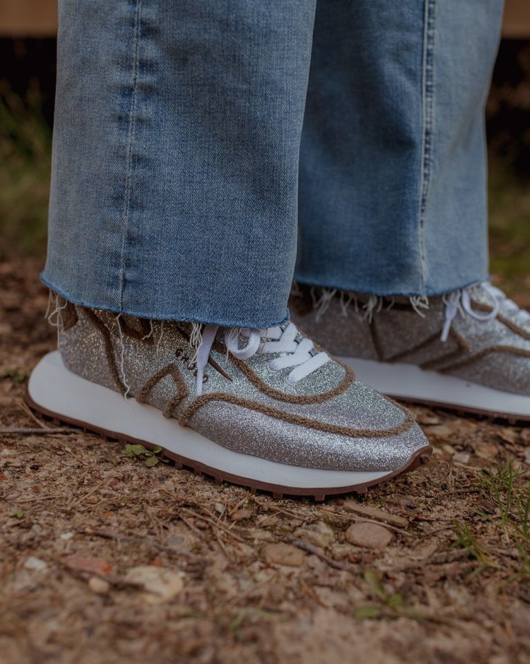 Ghoud Rush One Low Glitter Zilver/Bruin Damessneakers