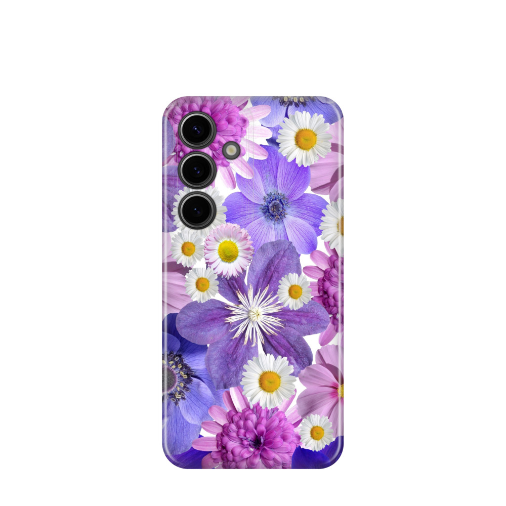 Samsung Galaxy S24 Kunststoff Hülle Blütenvielfalt - Lila-Violett