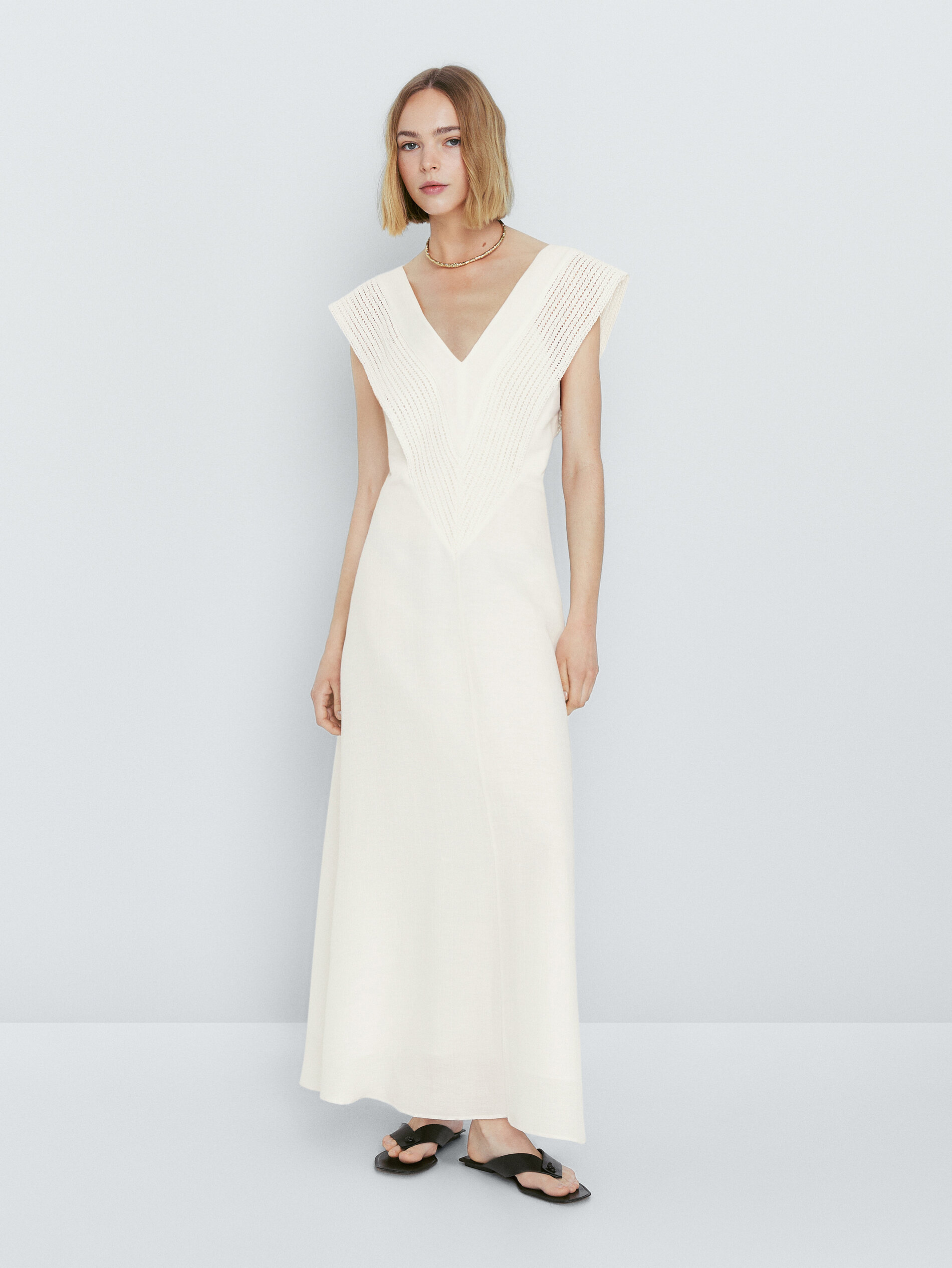 Vestido amplo de crochê - BRANCO