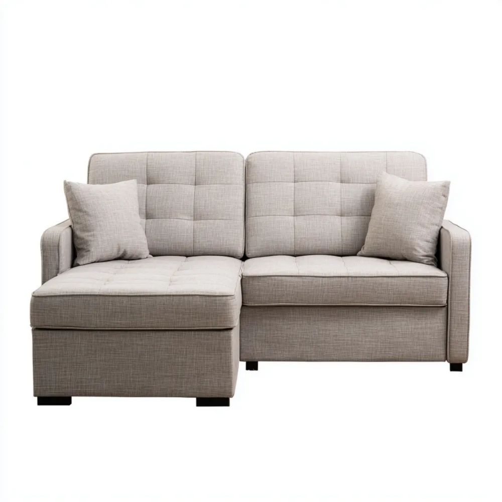 Ecksofa Stoffpolster 200x150x85 cm - Hellgrau - Modernes Design