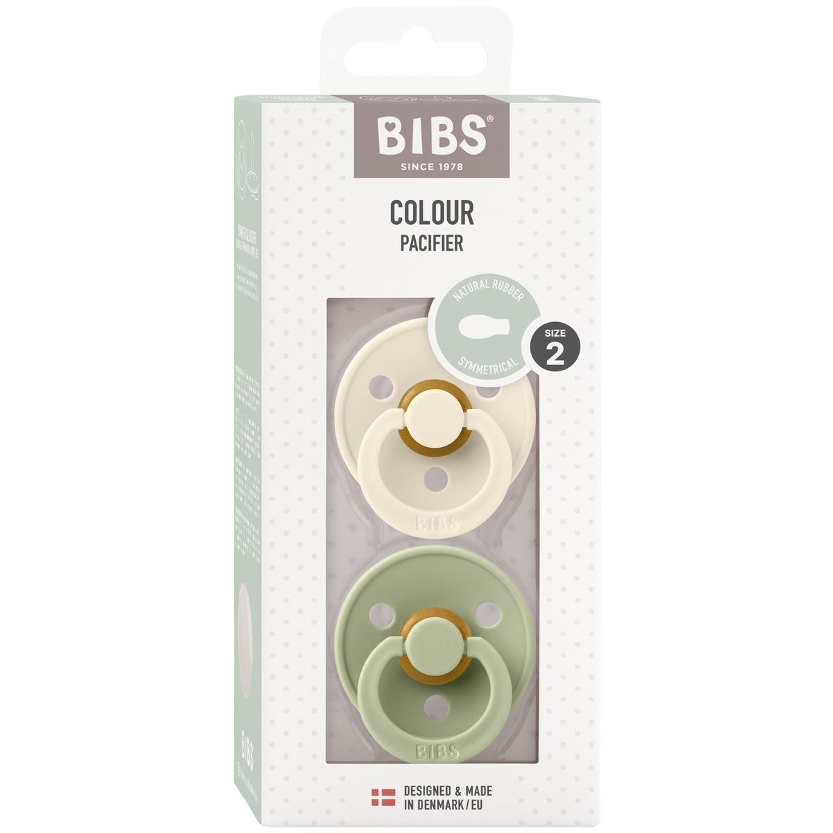 BIBSBIBS   Schnuller Colour Latex Symmetrical 2er Pack ivory/sage 6-12M