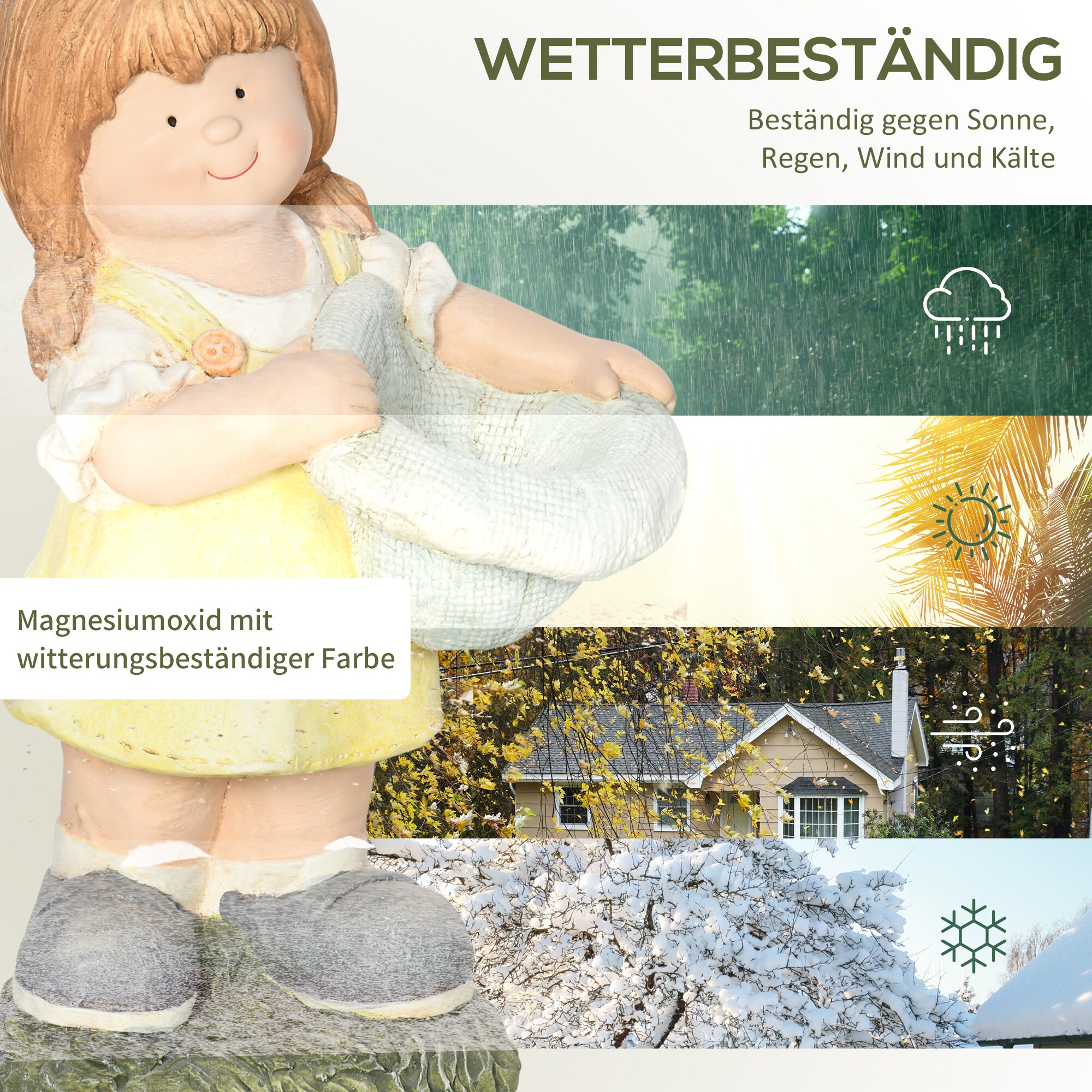 Outsunny Gartenfigur mit Hut mehrfarbig 27L x 21B x 45H cm