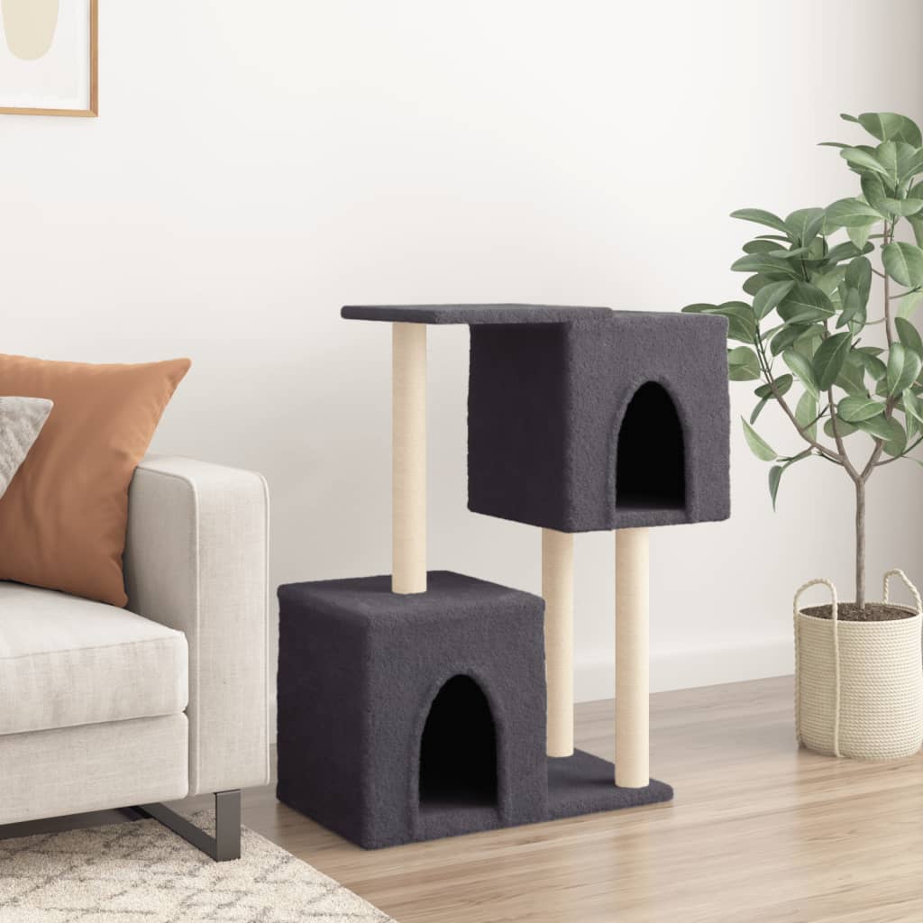 Arbre à chat avec griffoirs en sisal gris foncé 86 cm