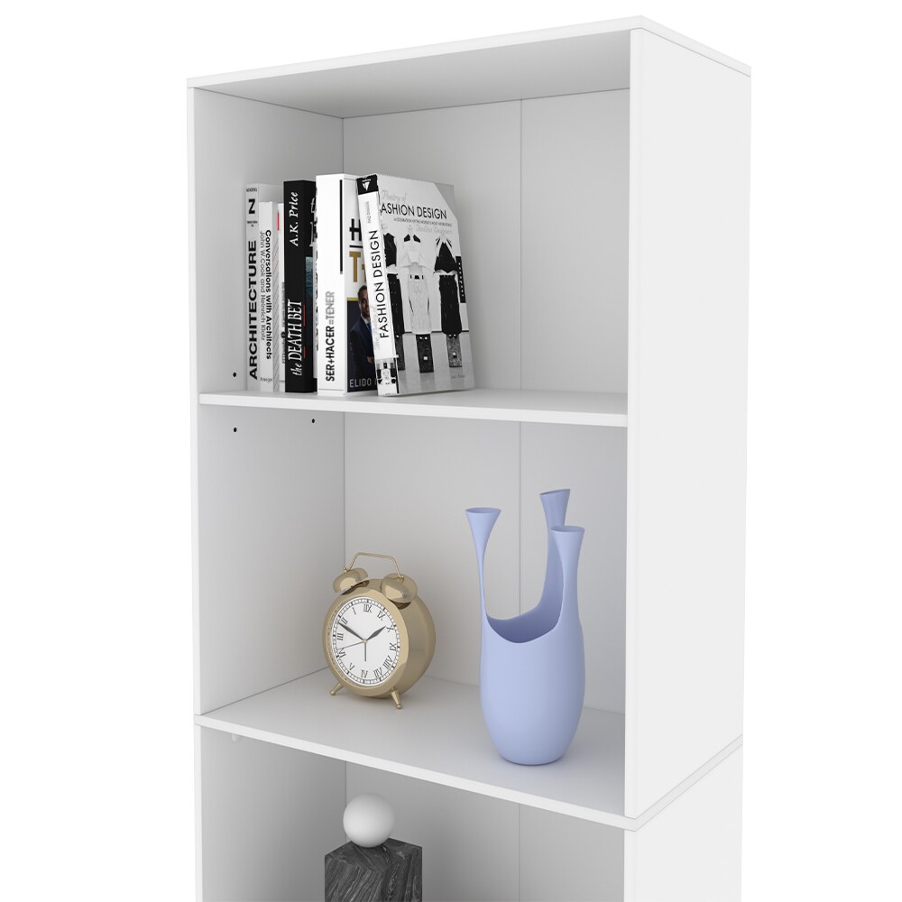 Vicco Bücherregal Bob, 190 x 60 cm, Weiß, Wohnzimmer Standregal mit 5 Fächern