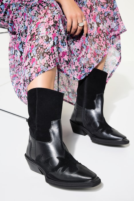 Cowboyboots, echtes Leder, Croco, markante Sohle