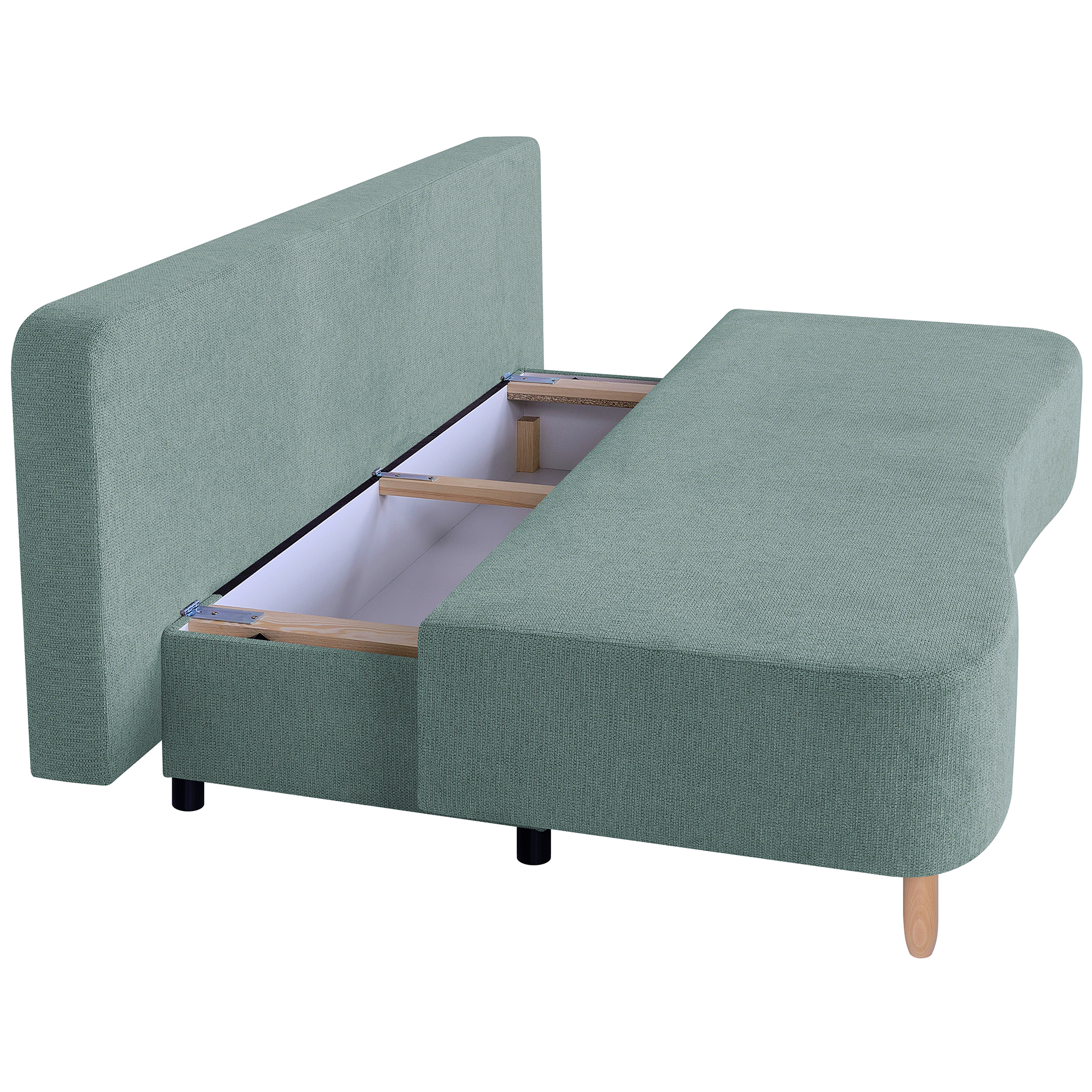Schlafsofa - eisblau - Federkern - Staukasten