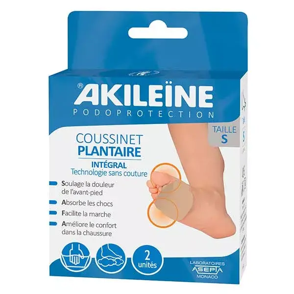 Almofada para os pés Akileine, tamanho P, caixa com 2 unidades.