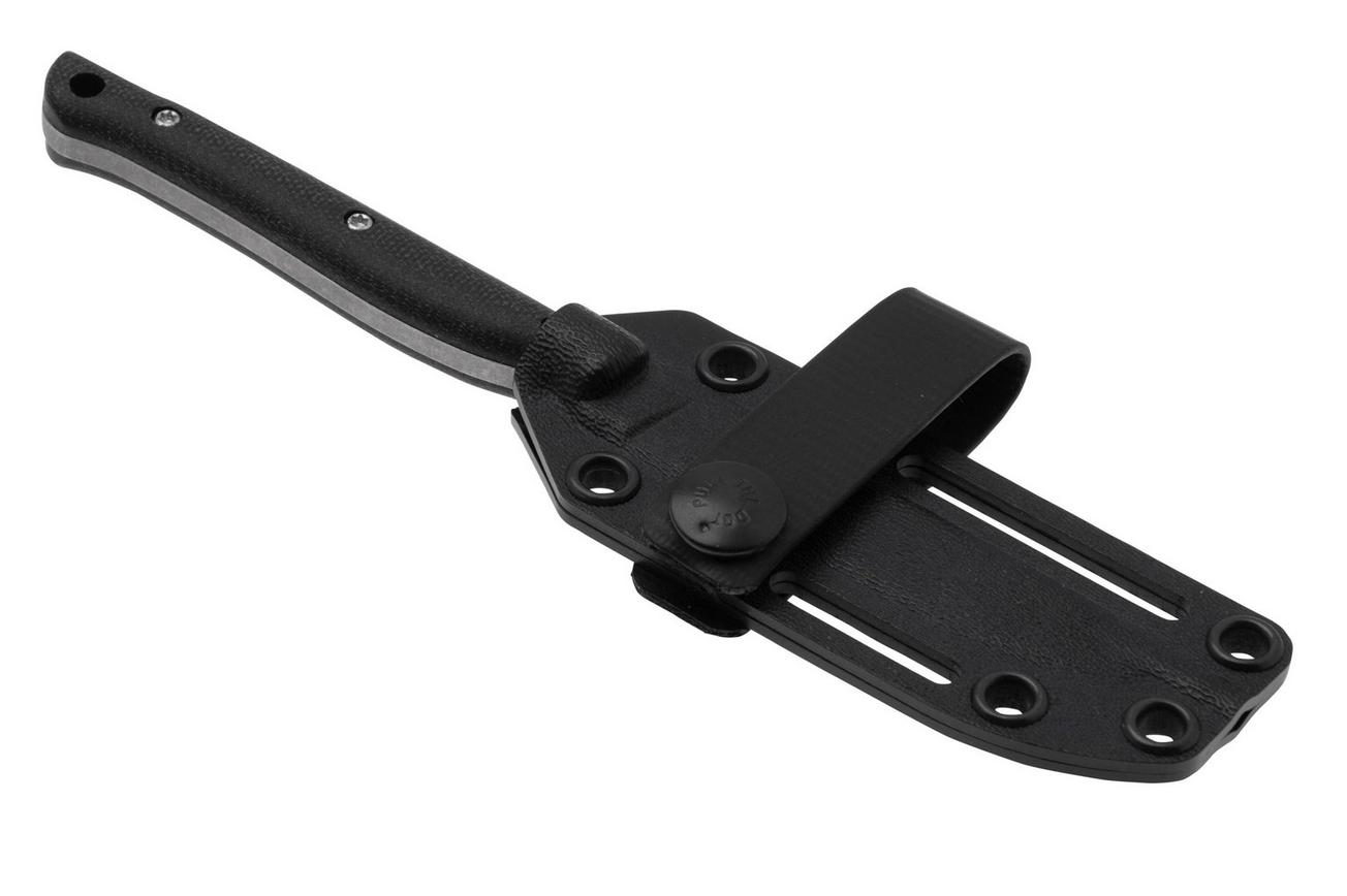White River Exodus 3, Black Canvas Micarta, Kydex schede, vaststaand mes