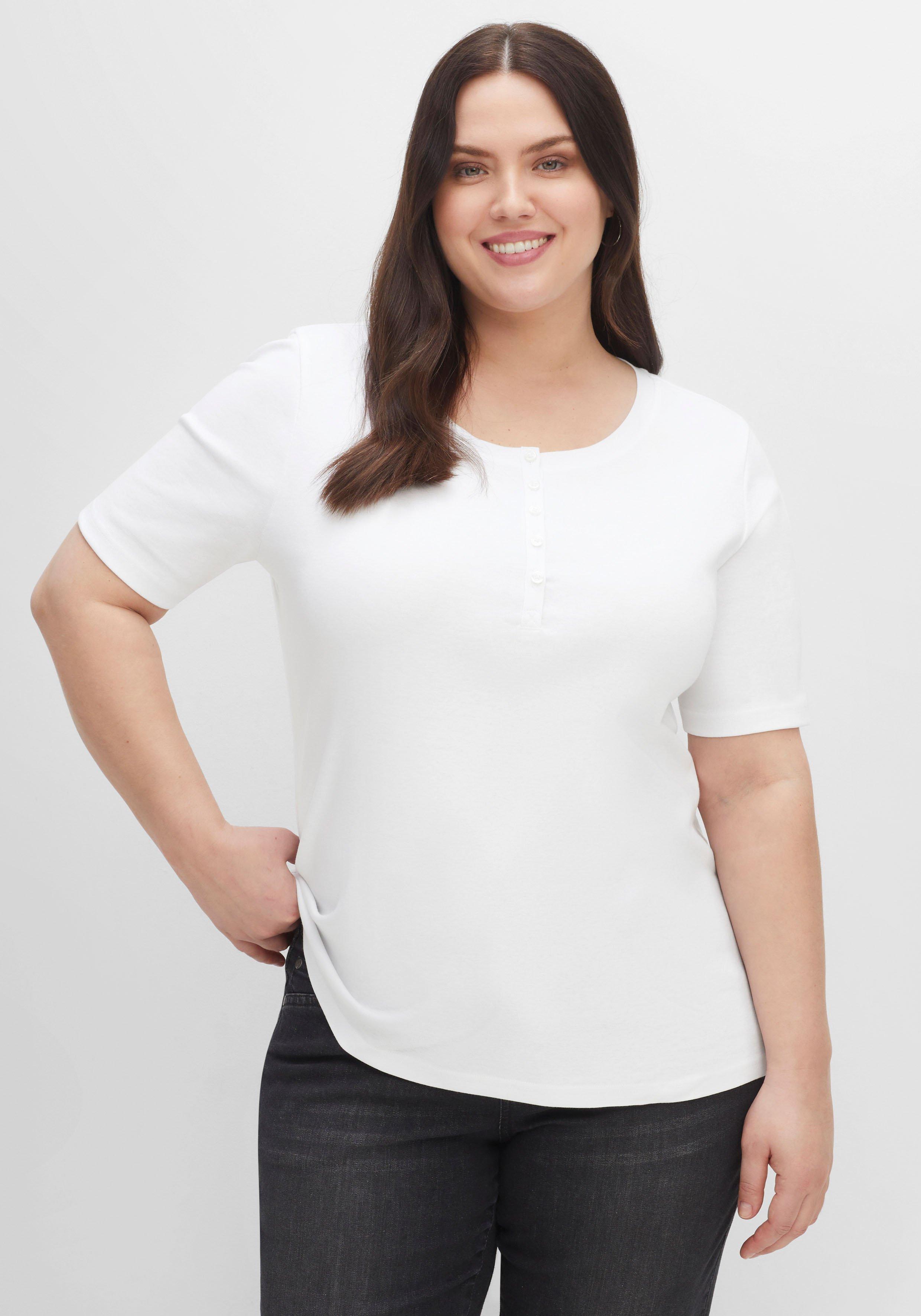 Shirt in Rippstruktur, mit Knopfleiste