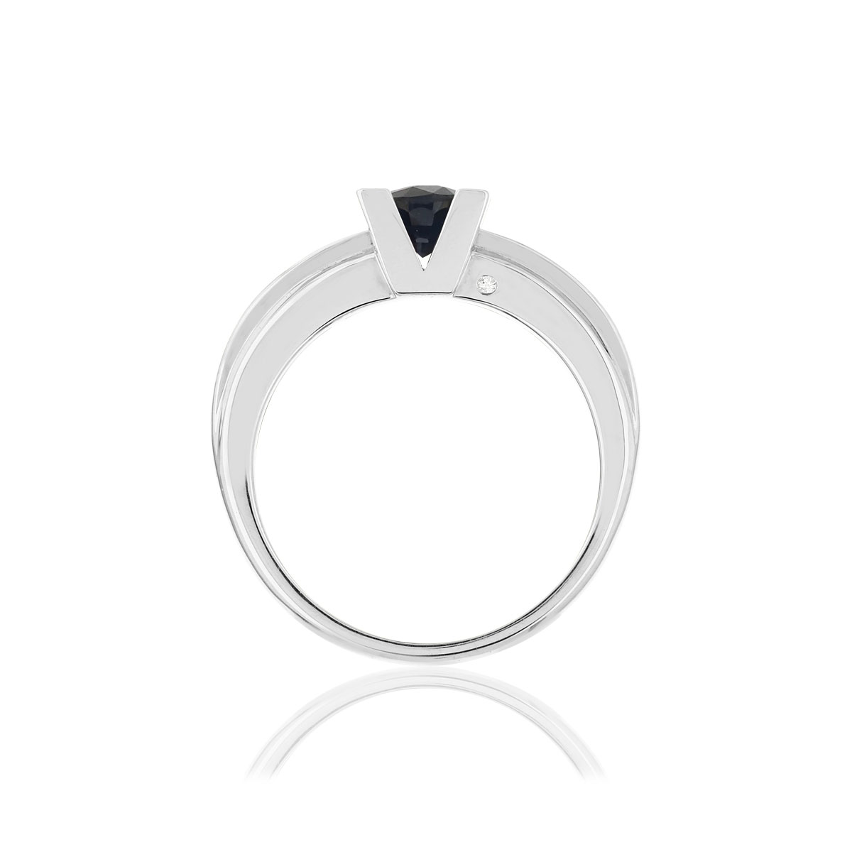 Bague VAN BRILL or blanc 750, saphir, diamants.