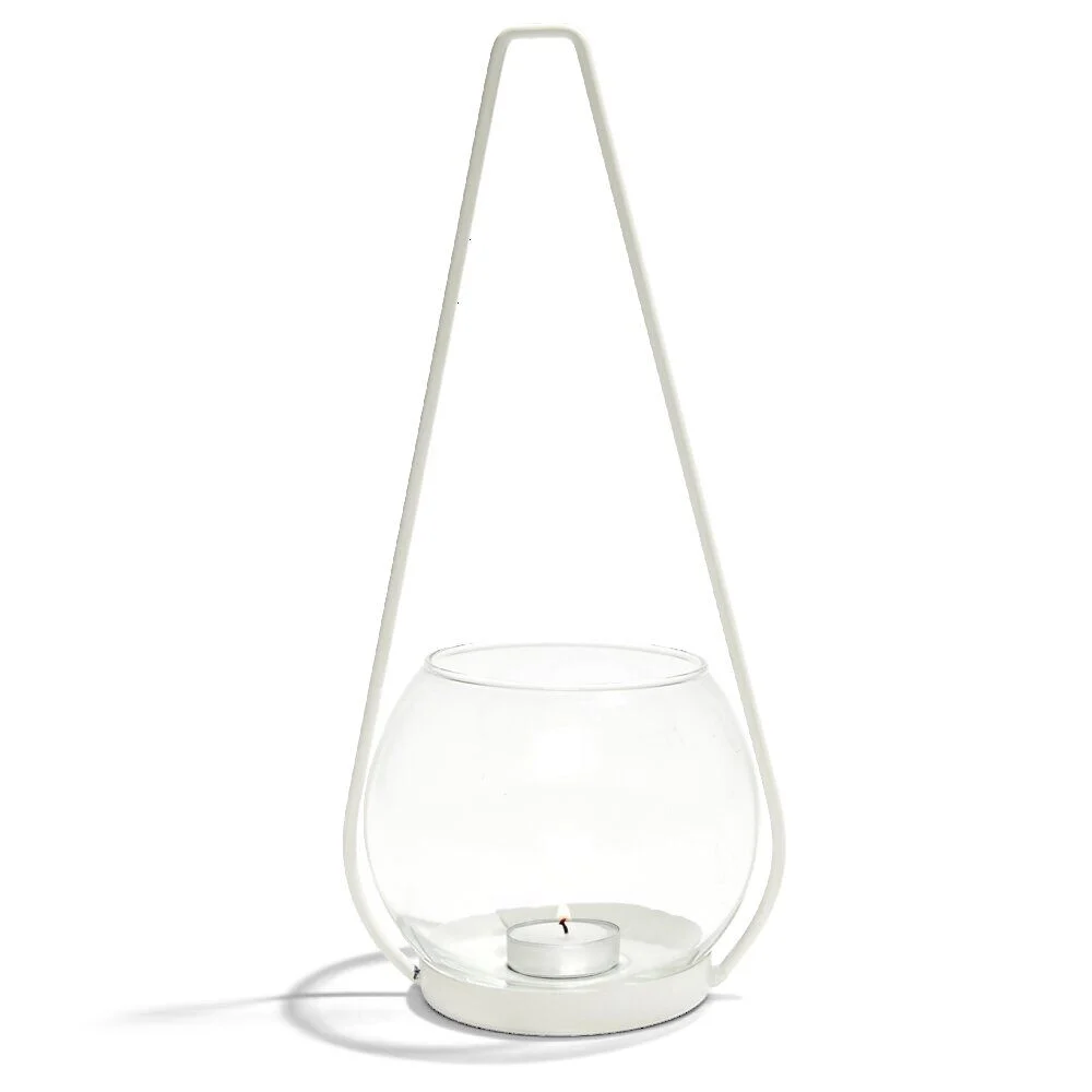 Bougeoir en verre avec suspension en métal