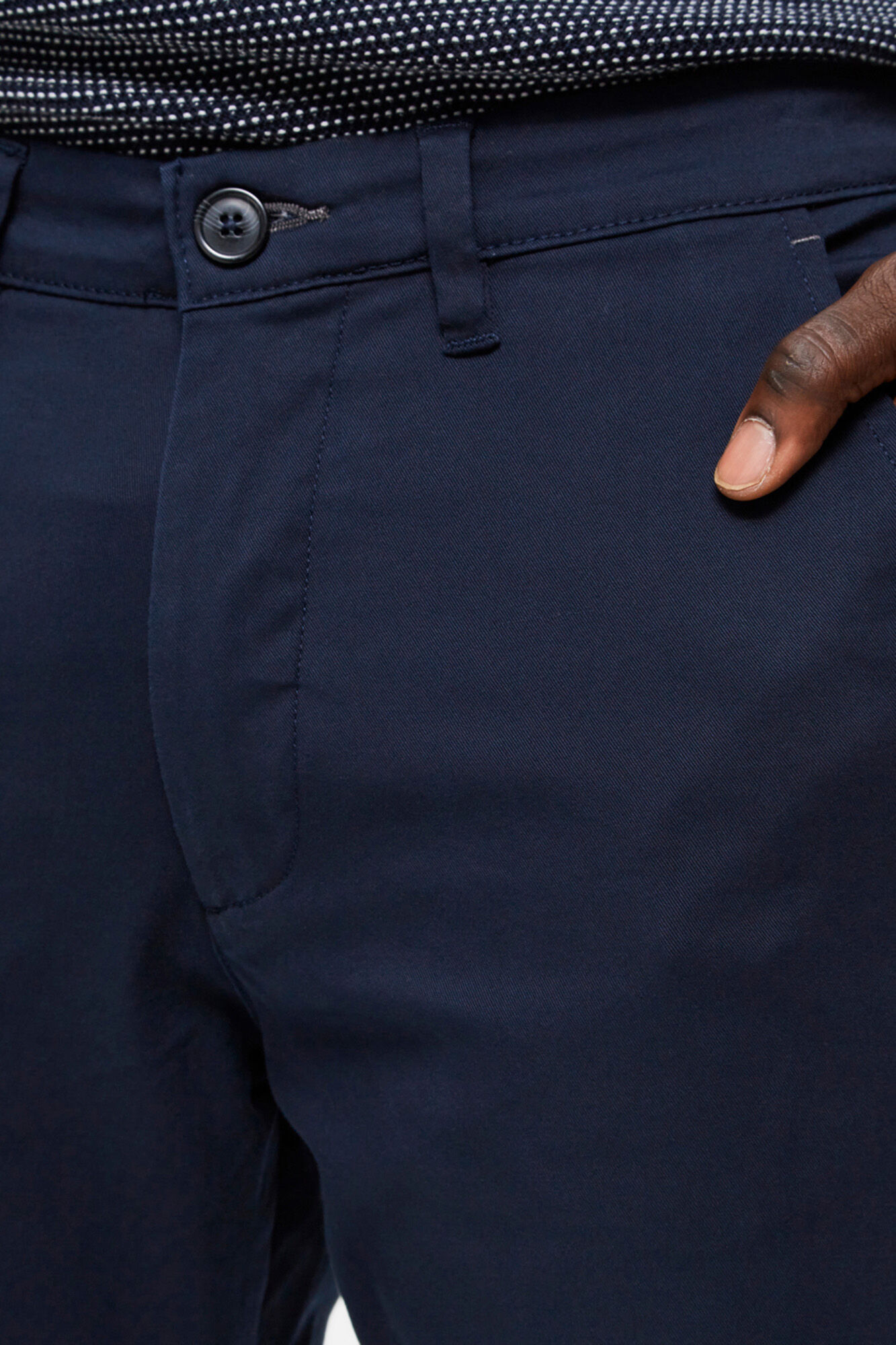 Calça chino comprida slim fit - Azul