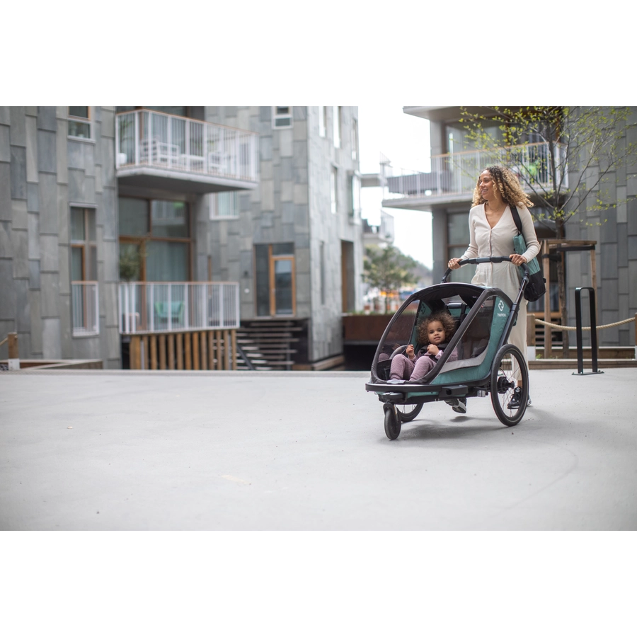 hamax Kinderfahrradanhänger Cocoon Zweisitzer greenblack