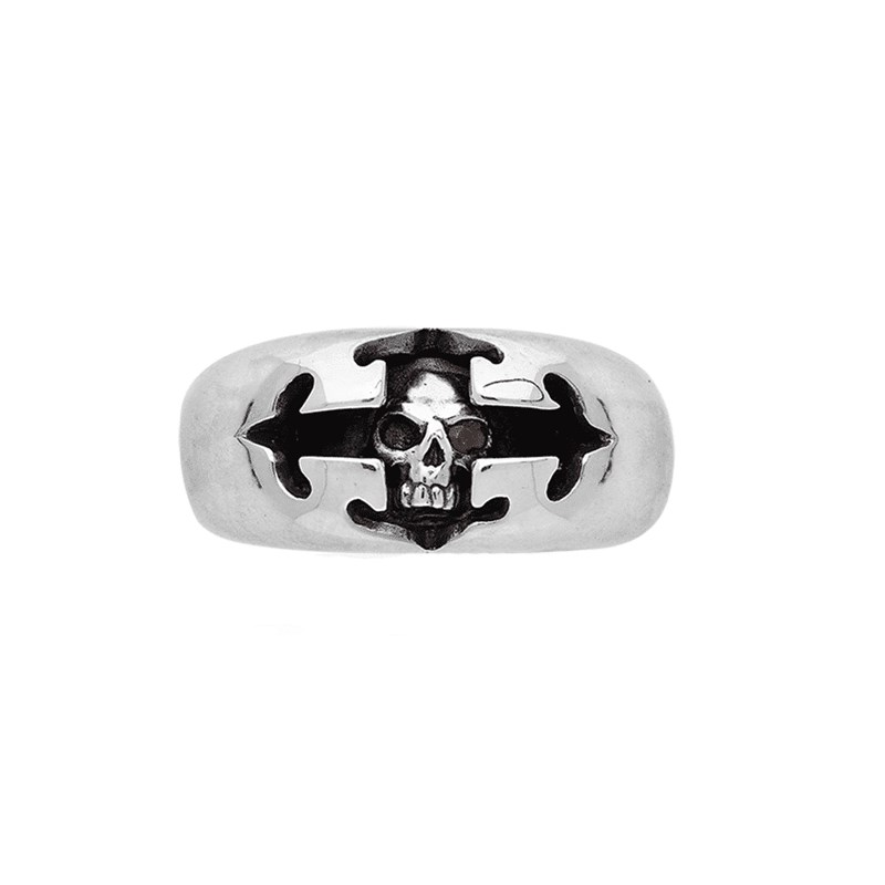 Bague Homme Tête De Croix Argent