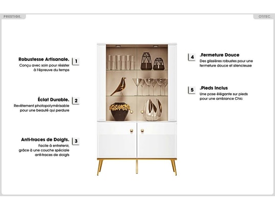 OTITEC - Armoire vitrine - h.150 x l.92 x p.40 cm - prestige