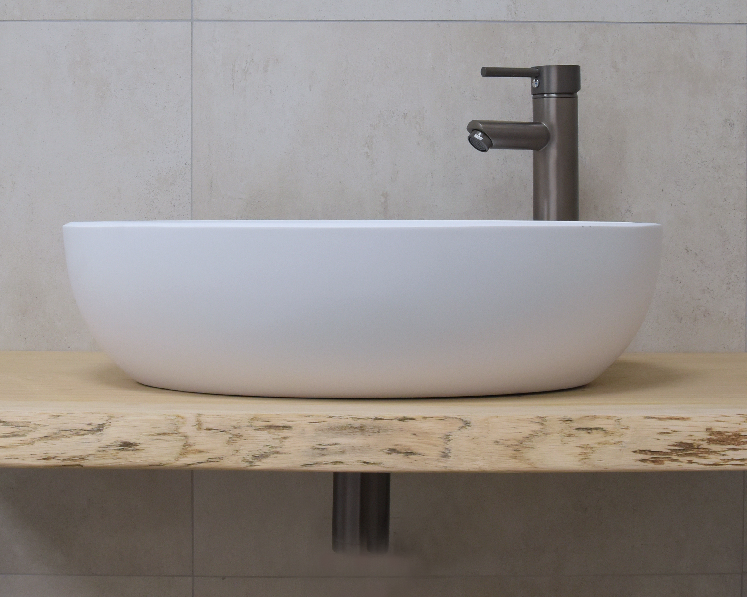 Saniclear Parel Iron wastafel set solid surface met kraan in de kleur verouderd ijzer compleet