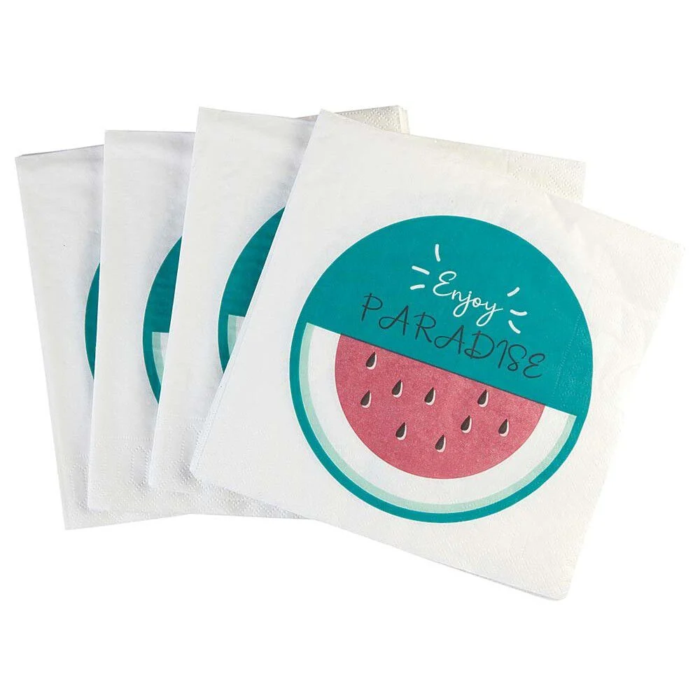 Serviette en papier exotique motif pastèque x20