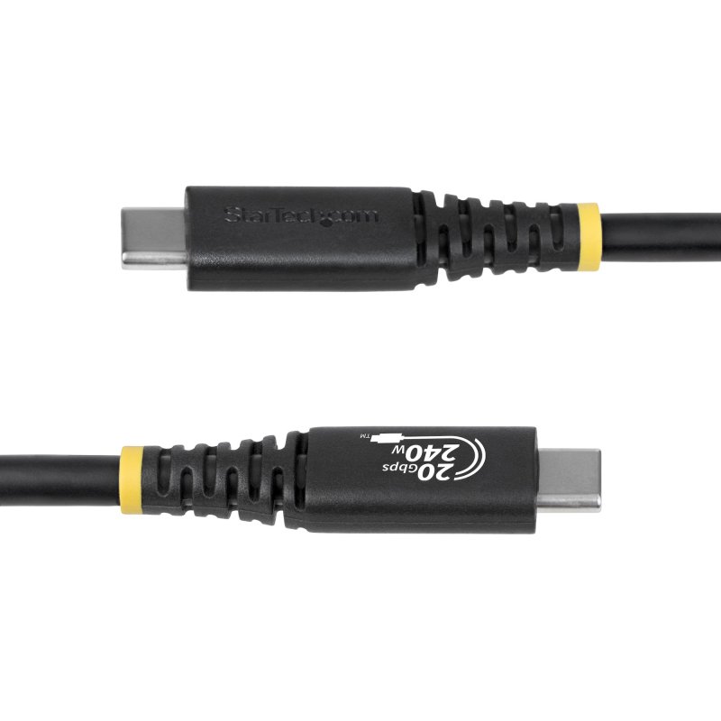 StarTech.com Câble USB 4 de 2 m, 20 Gbps, Câble USB-C Certifié USB-IF, PD EPR 240 W, DP 1.4 4K 120 Hz, Gaine TPE, Cordon USB-C Noir