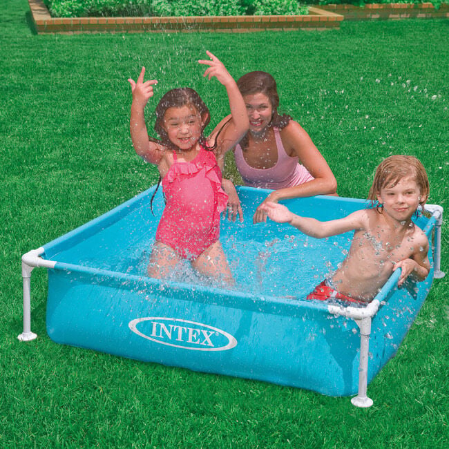 Piscine tubulaire carrée acidulée enfant Intex 122x122x30 cm