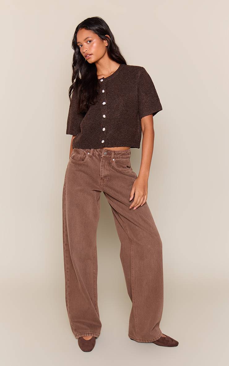 Chocolat T-shirt En Maille Douce Avec Détail Boutons Nacrés