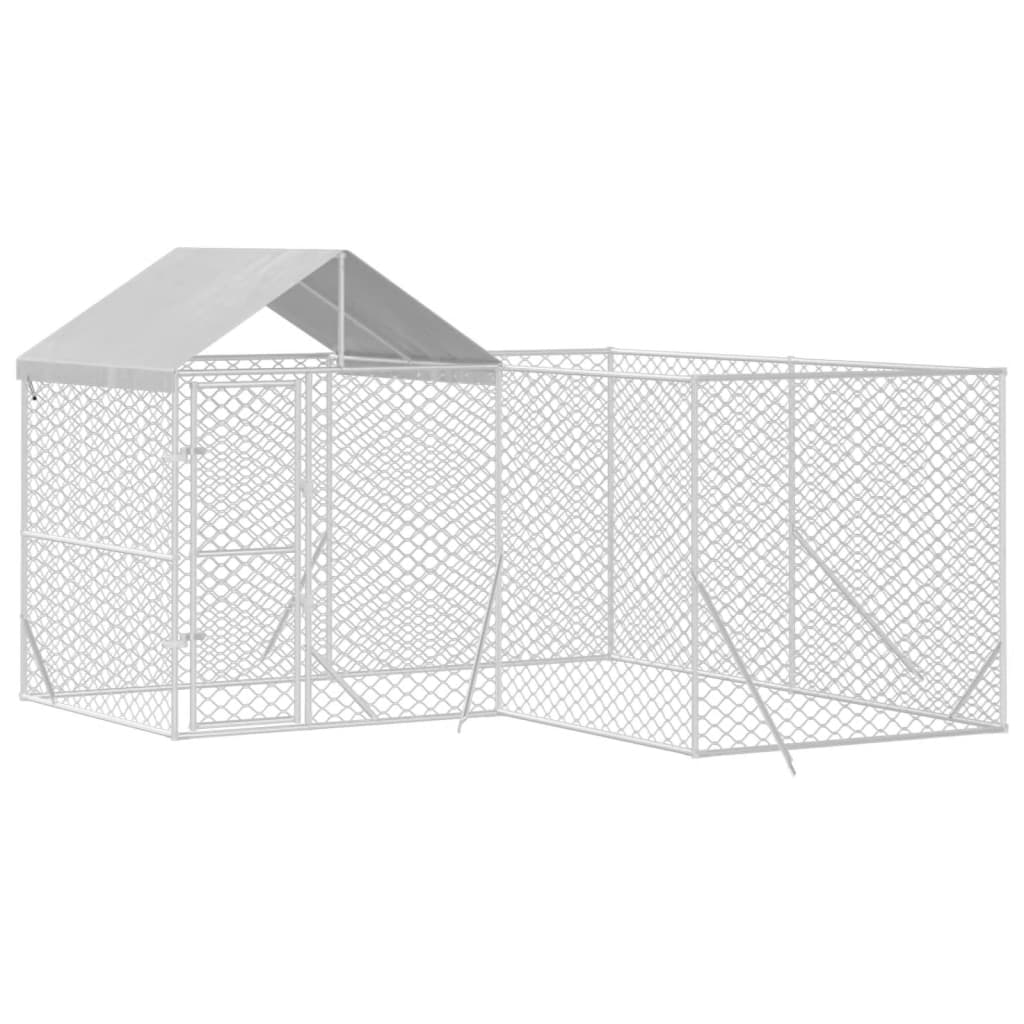 Canil externo para cães vidaXL com telhado, aço galvanizado, prata, 10x8x2,5m