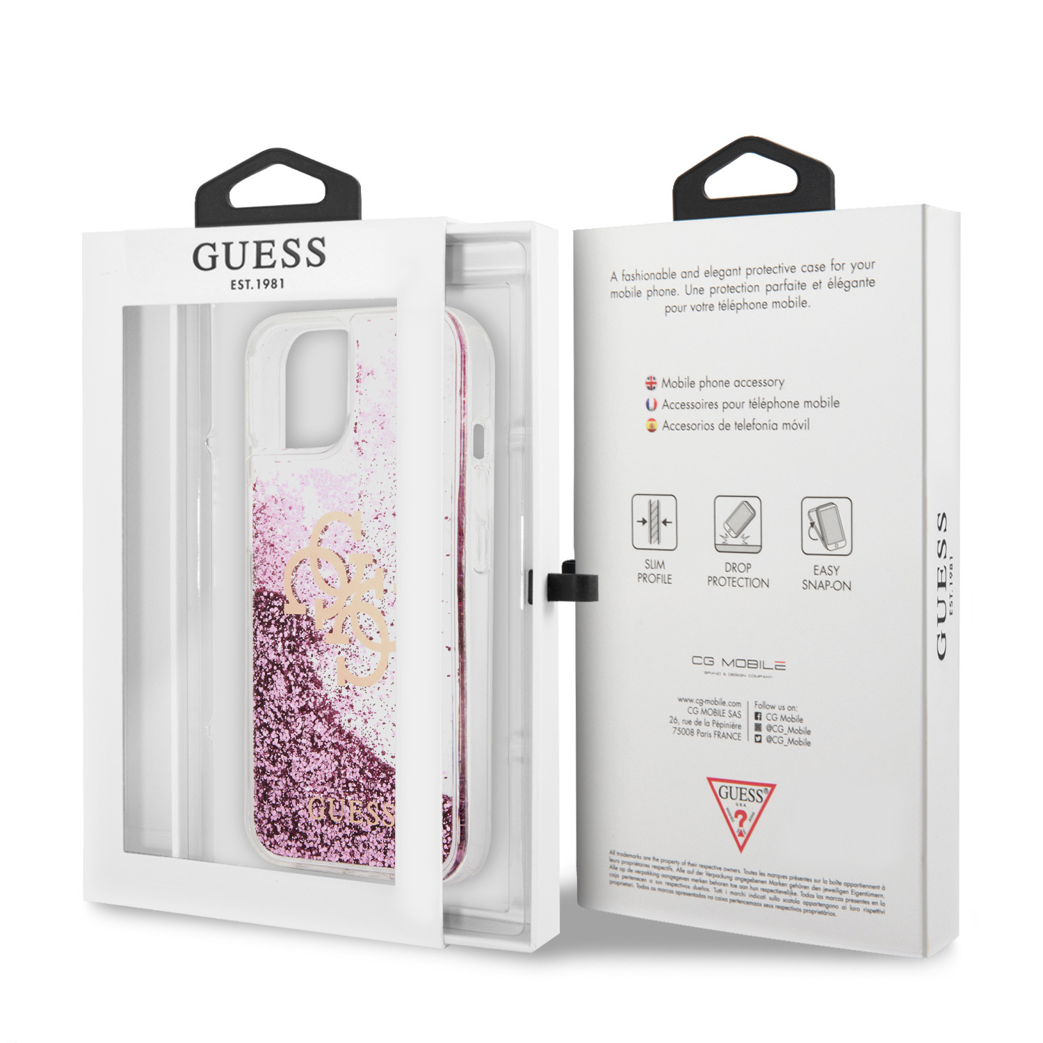iPhone 13 Hardcase Hülle Liquid Glitter Big 4G (GUHCP13MLG4GPI) - Pink / Transparent