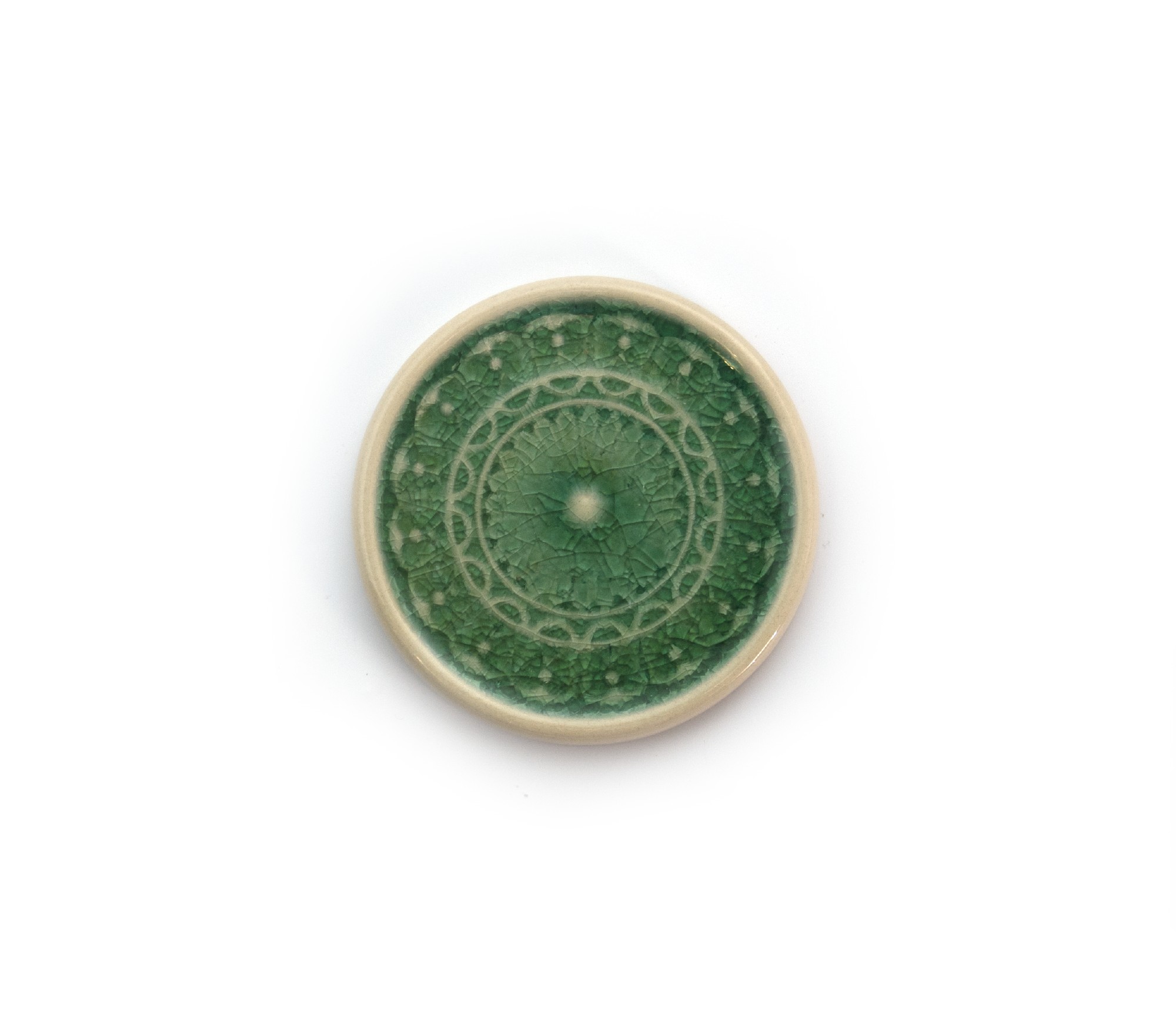Steingutuntersetzer 'Mandala', dunkelgrün, Ø 11 cm, H 1 cm zu 5,00