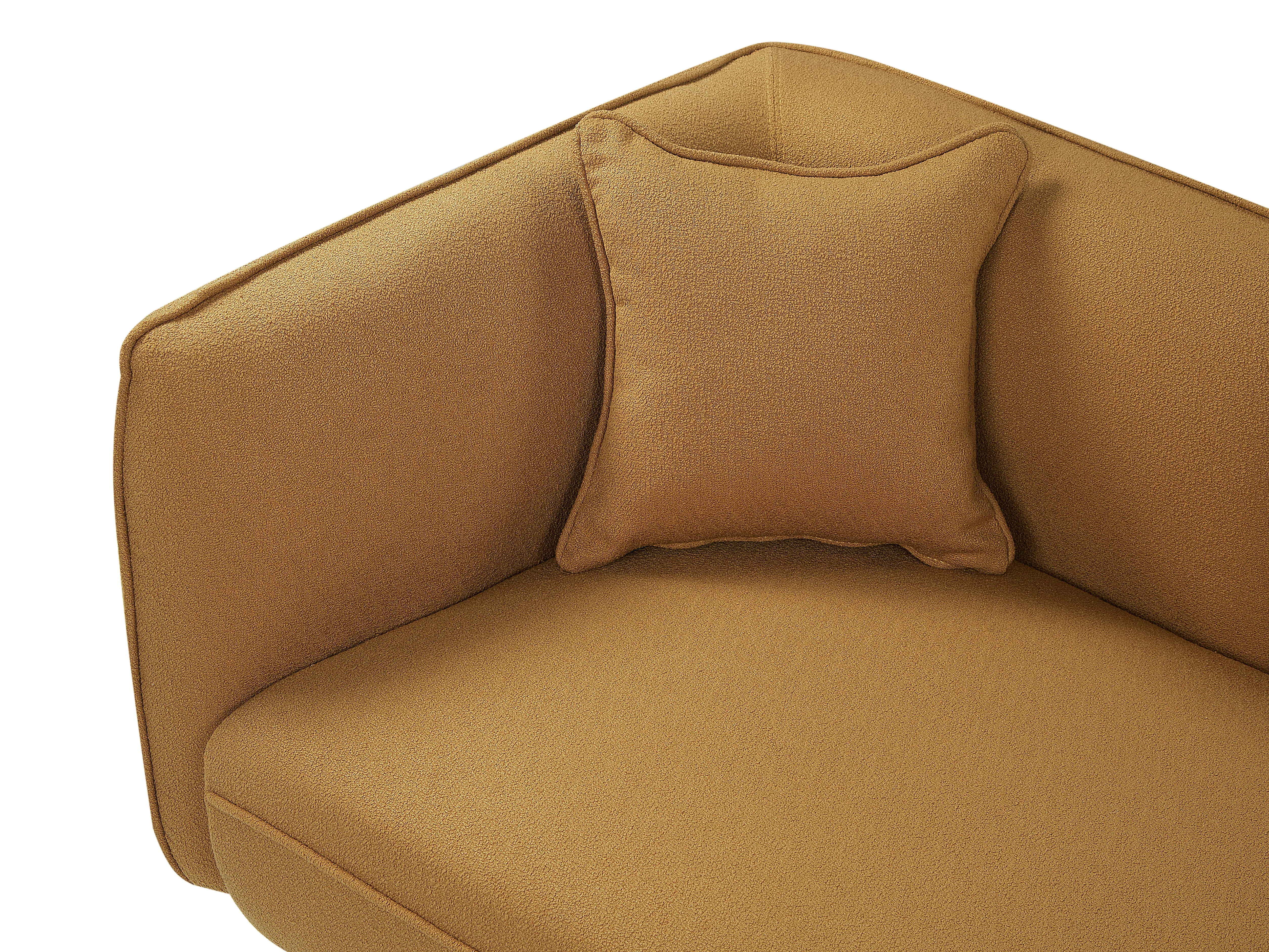 Linkszijdige chaise longue CHEVANNES Bouclé Mosterdgeel